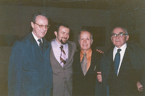 На фото (зліва направо): Юрій Шевельов, Теодор Костюк, Григорій Костюк, Улас Самчук.